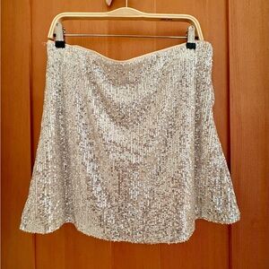 1. State Champagne Gold Sequin Mini Skirt Sz 14